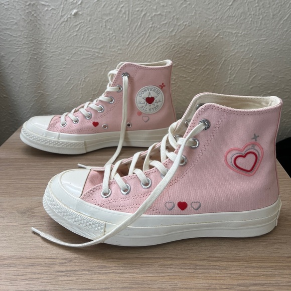 Converse Shoes - Pink Heart High Top Converse - Valentines Day Edition
